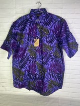 Tango by Max Raab Leaf Print Short Sleeve Button Up Shirt USA Made Mens ... - £40.87 GBP