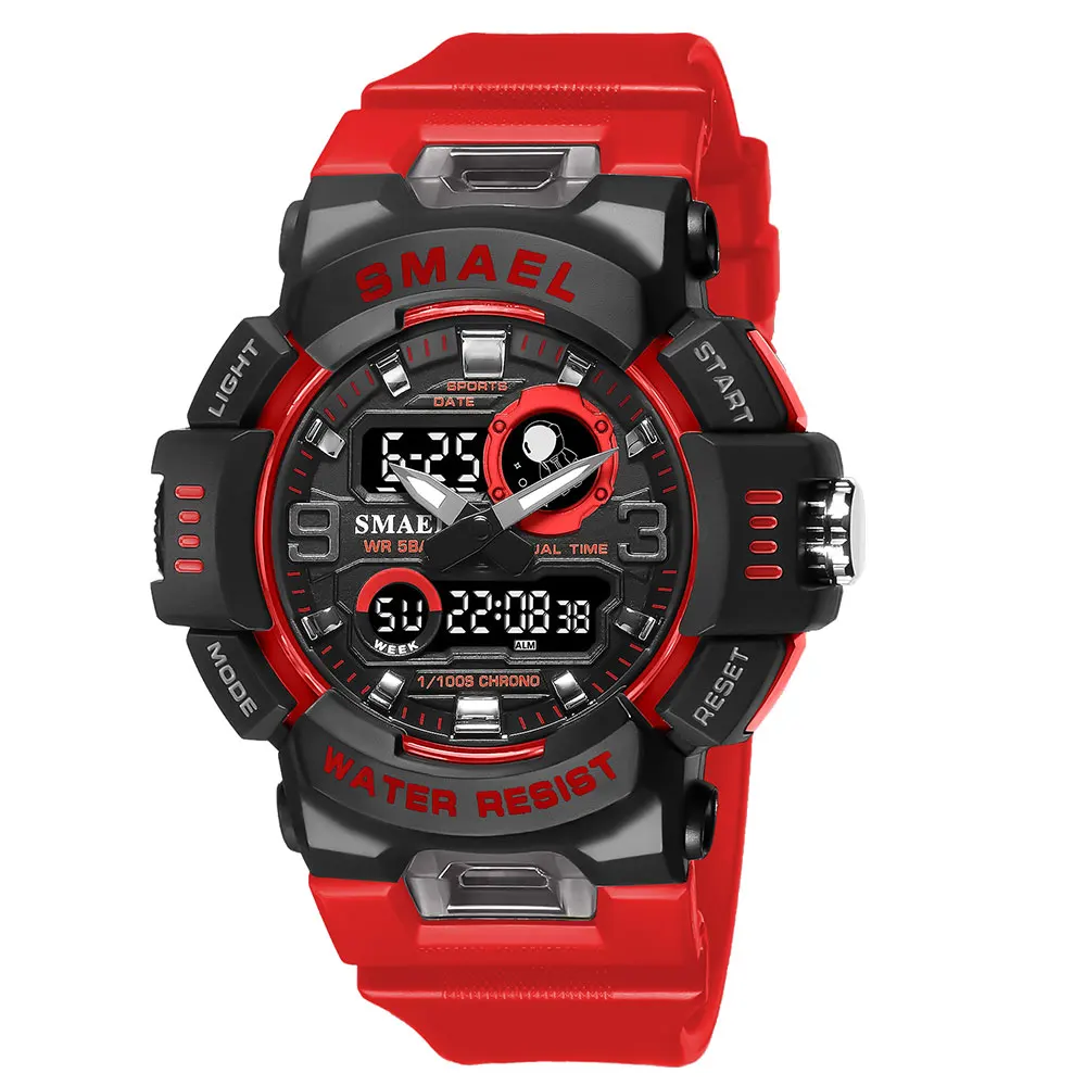 SMAEL Black Purple Digital  for Men Fashion Dual Time Display    Wristwatch with - £95.04 GBP