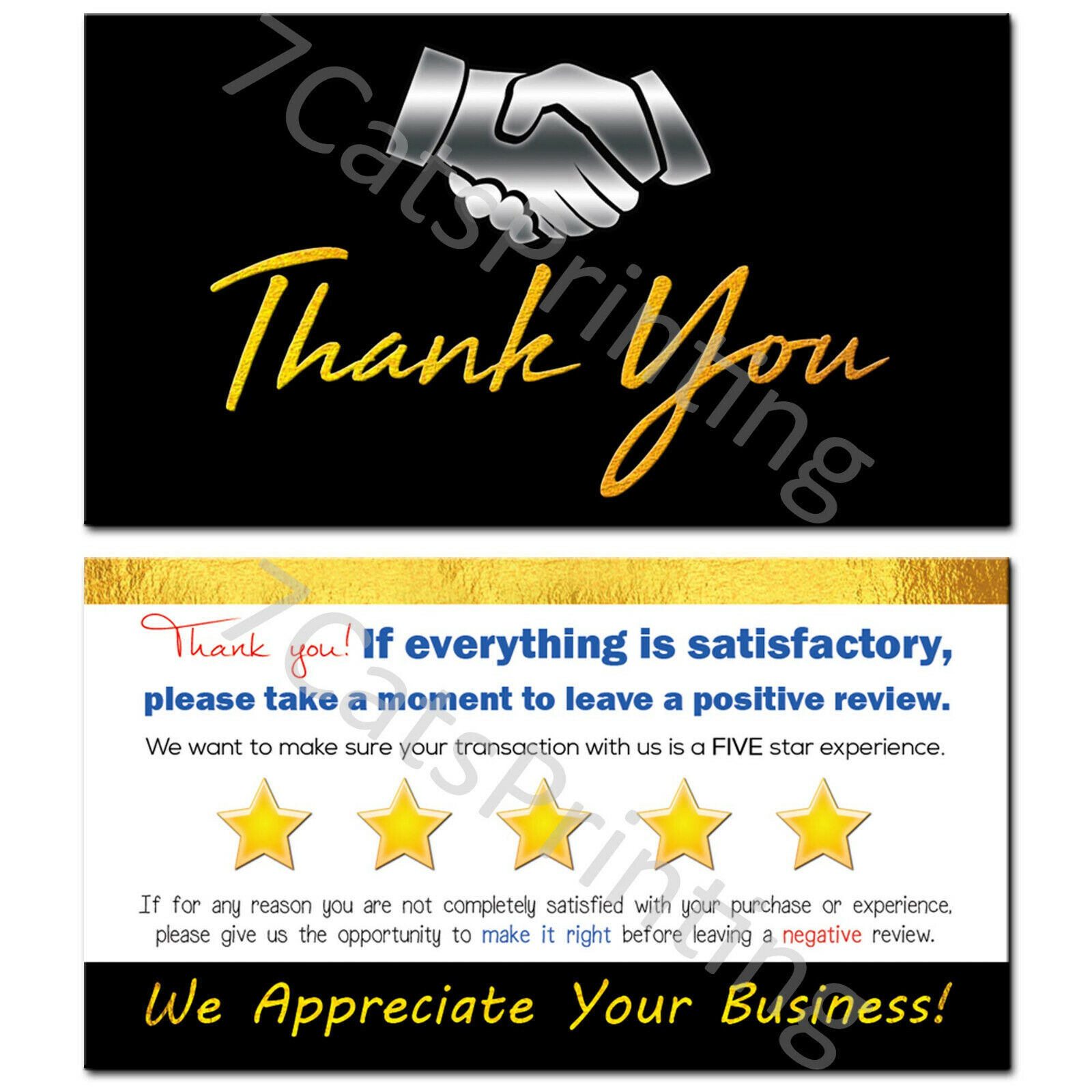 Primary image for Best for eBay Seller Thank You Cards Amazon Colors Black Gold Bulk High Quality