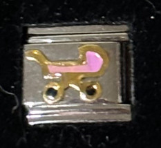 Pink Baby Stroller Wholesale Italian Charm Enamel Link 9MM K2016-3 - $18.00