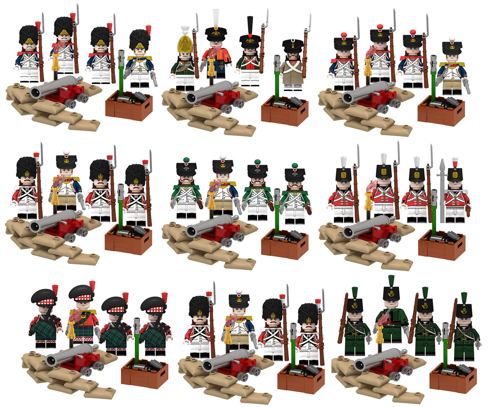 The Napoleonic Total War 6 Countries Custom Trench Warfare Minifigures Set