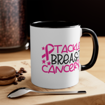 Tackle Breast Cancer Accent Coffee Mug, 11oz, Multiple Accent Colors - £15.16 GBP