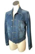 Lauren Jeans Jean Jacket Womens M Blue Denim Blazer Pockets Buttons Medi... - $38.00