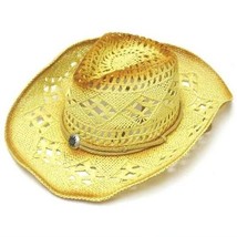 Camel Two Tone Woven Cowboy Hat Western Ladies Headwear - £9.89 GBP