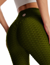 #LyteLeggings Yoga Gym Sexy Butt Hi Waist Flat Tummy Olive Green Tiktok ... - $19.79