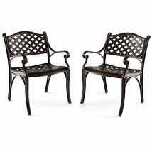 Cast Aluminum Patio Chairs Set of 2 All Weather Outdoor Dining Chairs w/... - £222.53 GBP