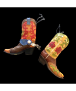 Cowboy Boots Christmas Ornaments Set Lot Western Decor Resin Holiday Pair - $33.41