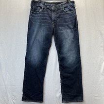Silver Jeans Mens 38x32 Blue Gordie Loose Fit Straight Leg Denim Distres... - $29.99