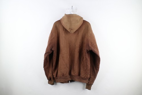 Vtg 90s Carhartt Mens XL Thrashed Spell Out Lined Heavyweight Hoodie Jacket USA Item image 15