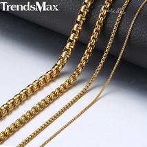 2-5mm Box Chain Necklaces For Women Men Gold Color Stainless Steel Neckl... - $47.55