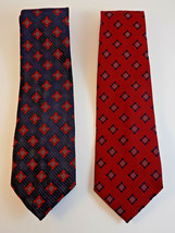 2 Mens Necktie A Design Classic Poly 56&quot; Long Dress Tie Set Check Pattern - £7.92 GBP
