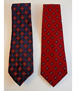 2 MENS NECKTIE A DESIGN CLASSIC Poly 56&quot; Long DRESS TIE SET Check Pattern - $13.62 CAD