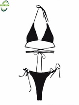 Sexy backless lace-up three-point bikini swimsuit - $20.99