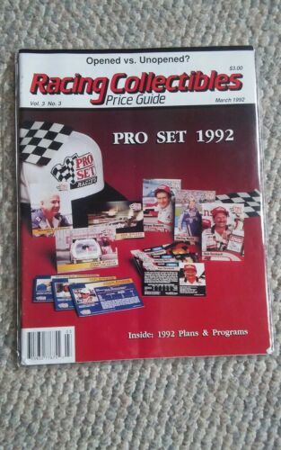 VTG March 1992 Racing Collectibles Magazine Price Guide Nascar Pro Set Cover  - $9.99