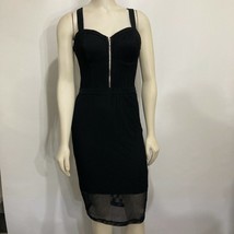 bebe S Black Mesh Corset Dress Sleeveless Front Zip Built-in Bra NEW LBD - £27.02 GBP
