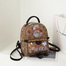 Korean Graffiti Bear Backpack Cute Printed Mini Bag Aesthetic Backpacks for Wome - £36.61 GBP