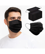 50 Piece Black Face Mask 3Ply Ear loop Non-Medical Surgical Dust Disposa... - $238.47 MXN
