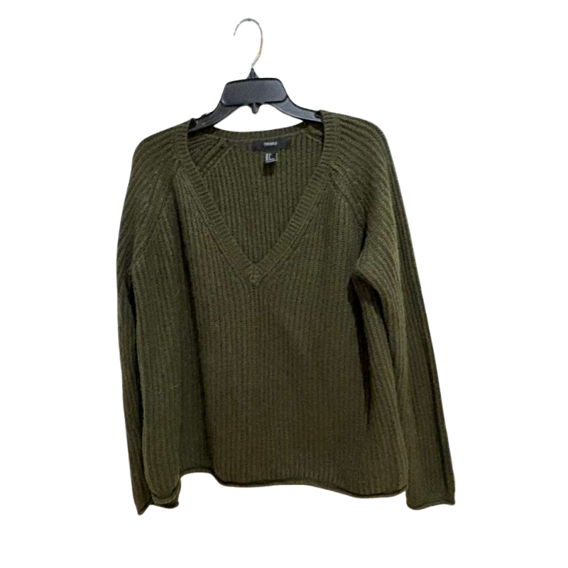 Forever 21 Olive Green Ribbed Knit V-Neck Sweater Women’s Size Large Item image 2