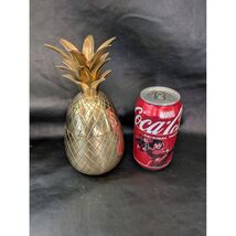 Solid Brass Pineapple Lidded Container India Hollywood Regency - $35.63