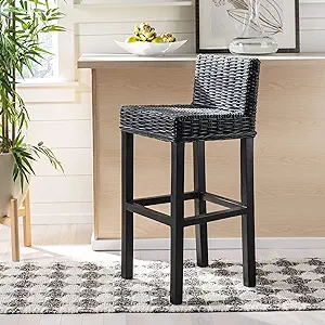 Safavieh Home Collection Cypress Black Wicker 30-inch Bar Stool - $236.99