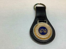 Vintage Promo Keyring C.T.E. LEASING Black Leather Keychain Ancien Porte-Clés - £7.54 GBP
