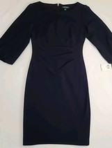 Lauren Ralph Lauren Size 2 Navy Half Sleeve Ruched Jersey Dress Nwt Msrp $125 - £63.60 GBP