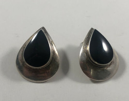 Native American 925 Sterling Silver - Vintage Black Onyx Tear Drop Earrings - £25.31 GBP