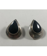 Native American 925 Sterling Silver - Vintage Black Onyx Tear Drop Earrings - $31.67