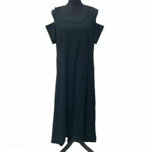 Isaac Mizrahi Live! Cold Shoulder Hi-Low Hem Maxi Dress Black Petite M A306546 - £12.81 GBP