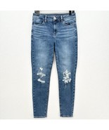 American Eagle Jeans 10 Hi Rise Jegging Next Level Stretch Blue Distress... - £17.93 GBP