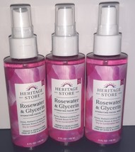 Heritage Store Rosewater &amp; Glycerin Skin Care 4 Ounce - Pack Of 3. EXP 03/2024 - £20.28 GBP