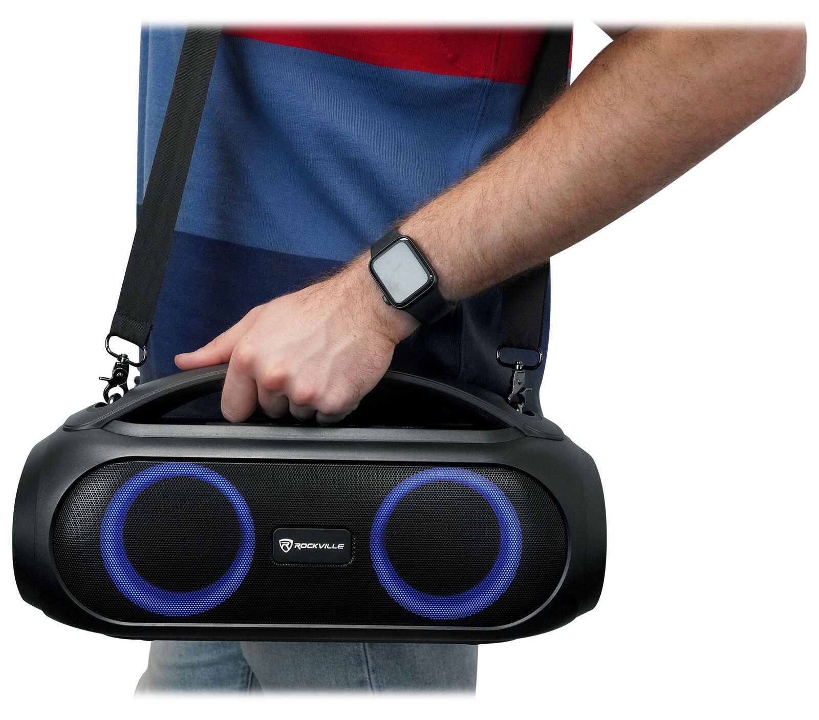 Rockville GO PARTY MAX BASS Large Portable LED Bluetooth Speaker w/Wireless Link