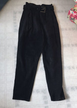 Vintage Wilsons Womens Black 100% Suede Leather High Rise Pants sz 10 With Belt - £92.38 GBP