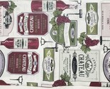 Flannel Back Vinyl Tablecloth 60&quot; Round&quot;, WINE &amp; GRAPES,WINE BOTTLES &amp; L... - £12.65 GBP