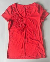 Tommy Hilfiger Womens Red Flowers with Sequins T-Shirt Size Small NWT - £11.00 GBP