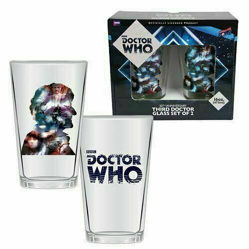 Primary image for Doctor Who Anniversary Third Doctor 16 oz. Glass Set of 2  