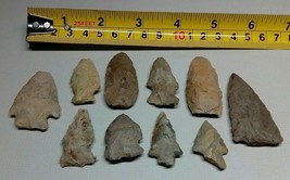 LOT 10 INDIAN ARROWHEADS SPEAR POINTS GUARANTEED AUTHENTIC DATED LABELED A9 - £127.84 GBP