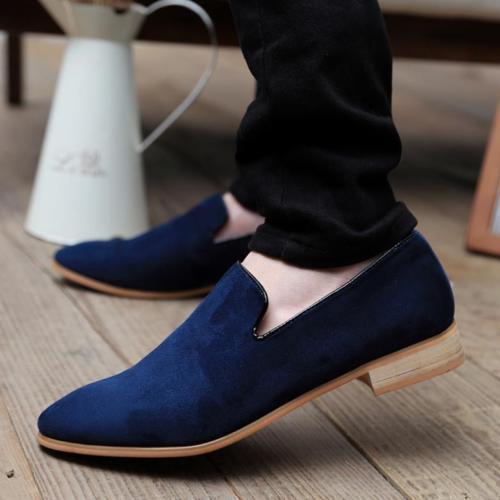 New Handmade Men Casual Loafer Suede Leather Shoes, Men Blue loafer Leather shoe