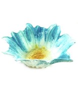 AKCAM Blue And Yellow Floral Shaped Glass Bowl Made in Turkey - $936.35 MXN