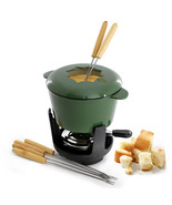 MegaChef Enameled Cast Iron Fondue Pot with 6 Serving Forks in Green - $85.05