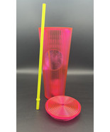 Starbucks Pleated Neon Magenta Pink Venti Tumbler Bling Cold Cup Summer ... - £17.83 GBP