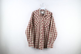 Vintage 90s Wrangler Wrancher Mens Large Rodeo Snap Button Collared Shirt Plaid - £31.24 GBP