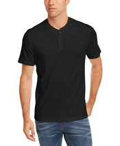 Club Room Men&#39;s All Cotton Solid Henley Shirt Black-Medium - $227.86 MXN