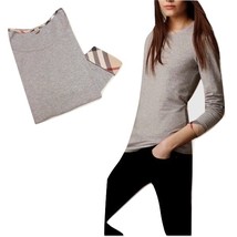 Authentic burberry Women&#39;s  Scoop Neck Cotton Grey Tee Sz XS - £86.52 GBP