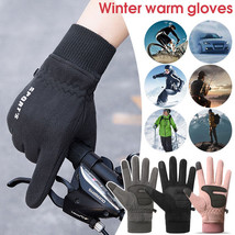 Men Unisex Polar Fleece Winter Warm Motorcycle Gloves Outdoor Windproof Riding - £9.32 GBP
