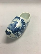 Hand Painted Wooden Shoe Holland Blue White Ceramic Numbered Vintage - £20.95 GBP