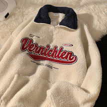 Ool warm retro punk style street style lapel letter embroidery sweater women s baseball thumb200