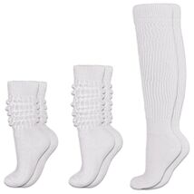 EASYLONGJEE Women Slouch Socks Knee High White 3 Pairs Size 6-11 - $225.52 MXN