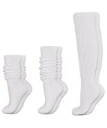 EASYLONGJEE Women Slouch Socks Knee High White 3 Pairs Size 6-11 - €10,52 EUR