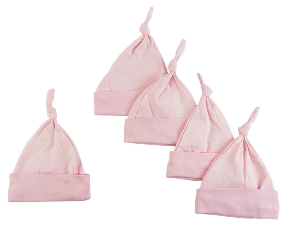 Primary image for Girl 100% Cotton Pink Knotted Baby Cap (Pack of 5) One Size